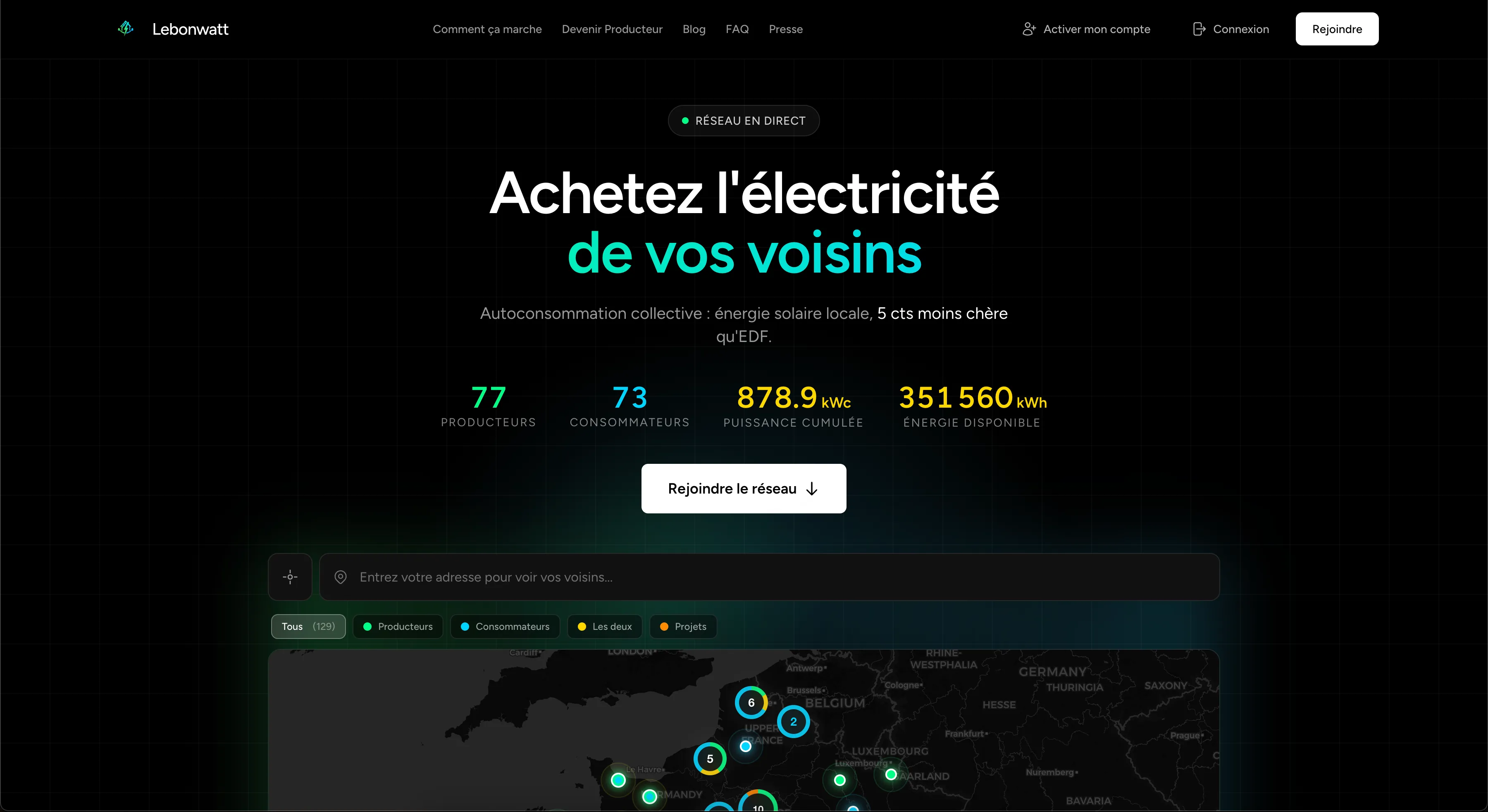 Capture d'écran du site Le Bon Watt