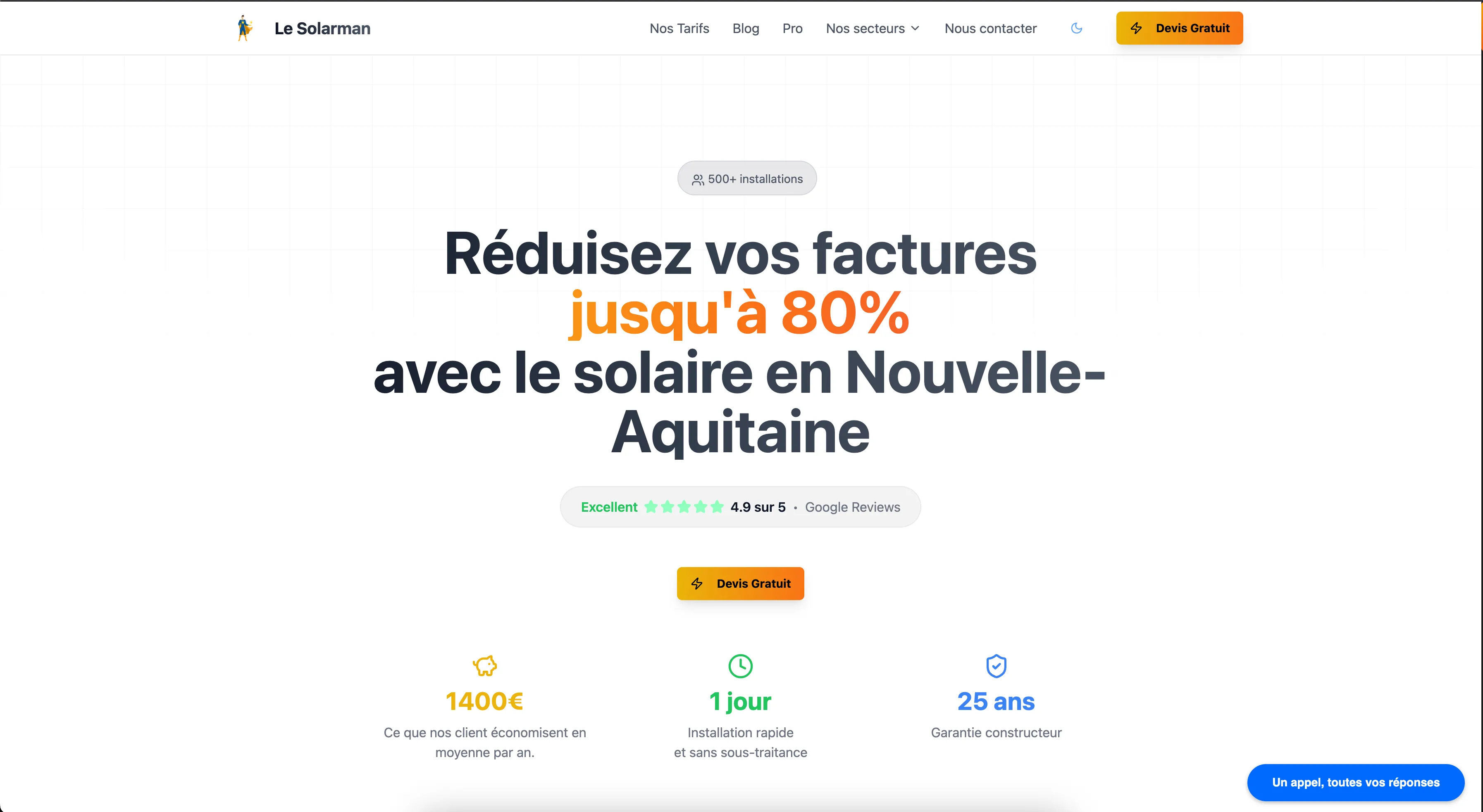 Capture d'écran du site Le Solar Man